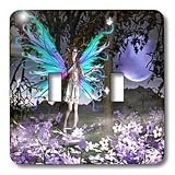 WhiteOak Art Designs Fairy Prints - Delighted A fairy with flowers - Light Switch Covers - double toggle switch