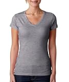 Next Level Apparel Women's Extreme Soft V-Neck T-Shirt, Heather Grey, Large