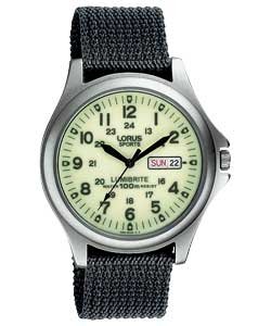 lorus men's lumibrite dial web strap watch