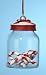 3" Peppermint Twist Red and White Candy Cane Jar Christmas Ornament