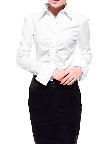 Allegra K Women Long Sleeve Button Down Ruched Business Shirt
