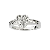 14K White Gold 0.04 ct. Diamond Heart Filigree Ring