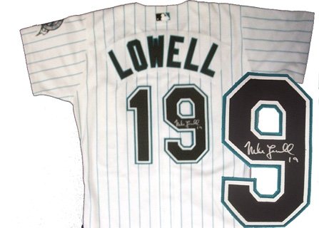 Mike Lowell Autographed/Hand Signed Florida Marlins Jersey