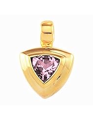 10K Yellow Gold Trillion Cut Pink Sapphire Pendant -- LIFETIME WARRANTY
