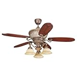 IMAGE OF Monte Carlo 5SCR60BR3-L Stirling Castle 60-Inch 5-Blade Ceiling Fan with Remote and Light Kit, British Bronze Finish