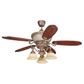 Monte Carlo 5SCR60BR3-L Stirling Castle 60-Inch 5-Blade Ceiling Fan with Remote and Light Kit, British Bronze Finish