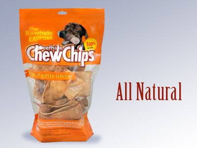 The Rawhide Express Beefhide Chew Chips Peanut Butter Flavored 1 Pound Bag (Great Reward or Treat)