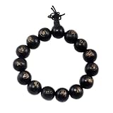 Tibetan Handmade Wood Buddha Carving Bracelet, Wrist Mala, Prayer Beads for Meditation