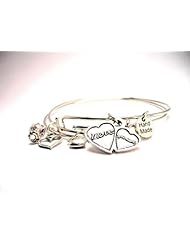 I Love You More Double Hearts Ajustable Bangle Charm Bracelet