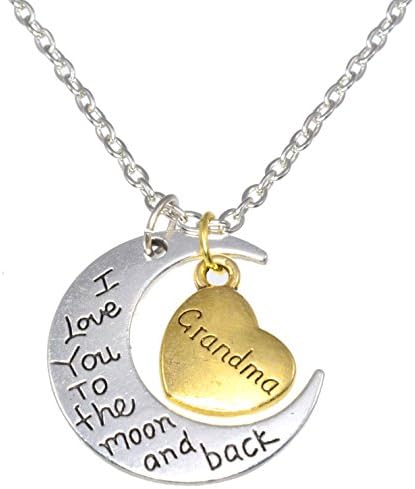 I Love You to the Moon and Back Grandma Silvertone Goldtone 20 inch Necklace 759