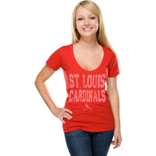 St. Louis Cardinals Women's Red Baby Jersey Short Sleeve V-neck T-shirt