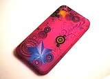 Pink Ocean with Blue and Yellow Stars Soft Silicone Skin Apple Iphone 4 Gen / 4th Generation / 4G