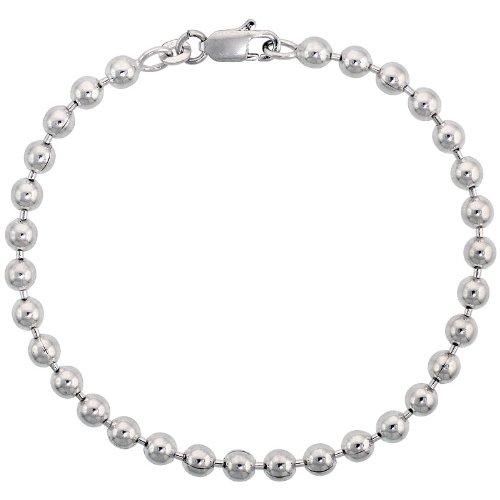 Sterling Silver 5.0 mm Pallini Bead, Ball Chain 30 inch Necklace, NICKEL FREE