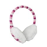 Allegra K Girls White Plush Covered Pad Striped Ear Muffs Warmer