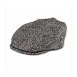 Traditional Irish Tweed Flat Cap Black and White Herring Bone - Large