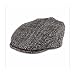 Traditional Irish Tweed Flat Cap Black and White Herring Bone - Large