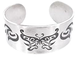 Butterfly Filigree Print Pattern Pewter Bracelet