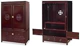 Rosewood TV Armoire - Chinese Longevity Design