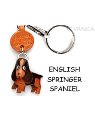 Office Product: English Springer Leather Dog Small Keychain VANCA CRAFT-Collectible keyring Made in Japan - VANCA CRAFT