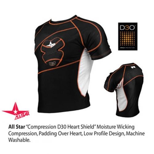 Sports "Heart Guard" Moisture Wicking Compression Undershirt (Baseball Pitchers/Catchers, Football, Soccer, ALL Athletes)