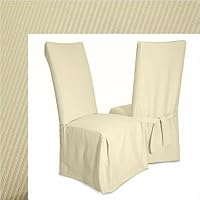 Elegant Ribbed Ivory Dining Chair Slipcover