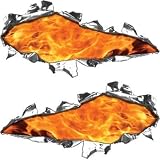 Ripped Torn Metal Tear REFLECTIVE Decals Inferno Flames