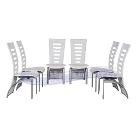 Modern Furniture Set of Six Immaculate White Leather-Match Dining Chairs by ModernLineFurniture