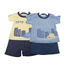 Baby Boys City Life Print Short Sleeve T-Shirt and Shorts Baby Clothing Set