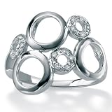 Diamond Accent Open-Circle Ring Platinum Over Sterling Silver