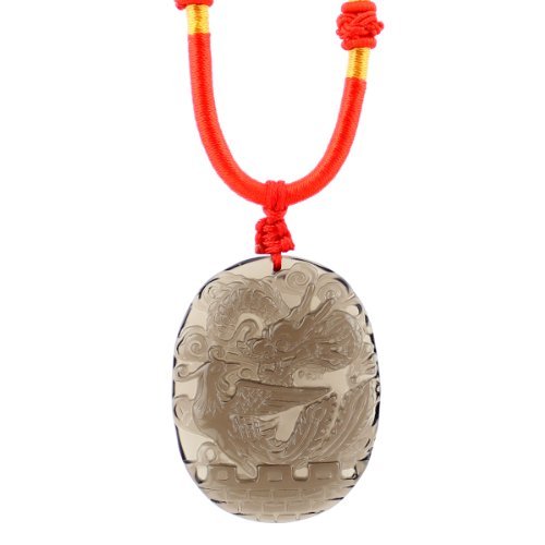 O-stone Ice Obsidian Dragon and Phoenix Fostering Love and Happiness Pendant Necklace Grounding Stone Protection Amulet