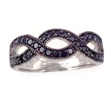 14K.50 CTW Black Diamond Braided Stack Ring
