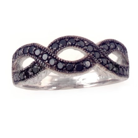 14K.50 CTW Black Diamond Braided Stack Ring