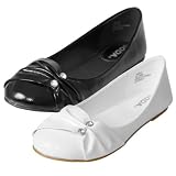 Journee Collection Girls Rhinestone Accent Patent Flats
