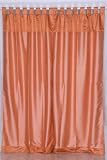 Juicy Peach Art Silk Custom made Curtains Drapes Panels Tab Top - Darker shade Top