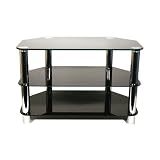 Strand Elegant Black 900 Glass TV Stand with 3 shelves for up to 32 LCD / Plasma ( 42 with overhang )
