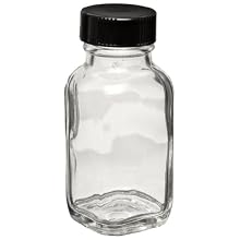 Wheaton Glass French Square Bottle, with Black Phenolic Polyseal Cone Lined Screw Cap
