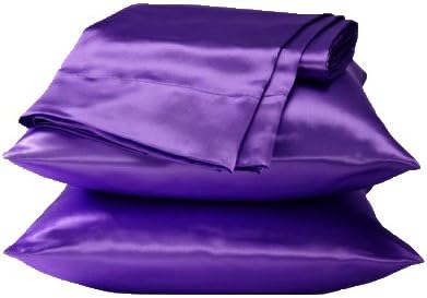 Dreamkingdom Standard Solid Silky Satin Pillow Cases - Purple ( Pack of 2 )