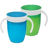 Munchkin Miracle 360 Trainer Cup, Green/Blue, 7 Ounce, 2 Count