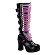 3 3/4 Inch Gothic Boots Chunky Heel Futuristic Costume Boots Purple