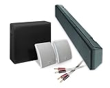 Q Acoustics Q-AV speaker system (Black Sub) - discrete sound bar, versatile rear speakers and wall-mountable sub! + Creative Audio  150 cable bundle (see below for details). 2 Year Guarantee.