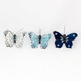 Lot de 3 papillons Certia Perle, Turquoise et Indigo