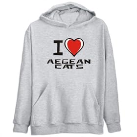 Buy Hoodie Mens Heather Gray I love Aegean Cats Cats by TopExpressions