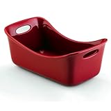Rachael Ray Stoneware 9'-by-5' Loaf Pan, Red