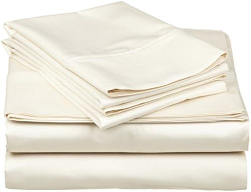 500 Thread Count Egyptian Cotton 6 Piece Sheet Set Pocket Deep-15 Inch King Ivory Solid(1 Fitted Sheet+1 Flat Sheet+4 Pillowcase)