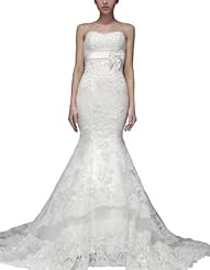 Lace-Up  Sweetheart Sleeveless Mermaid  Dress with a Brush/Sweep Train  With a Bow(s)