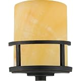 Quoizel KY8801IB Kyle 11-Inch 1-Light Pocket Wall Sconce with Butterscotch Marble Shade, Imperial Bronze