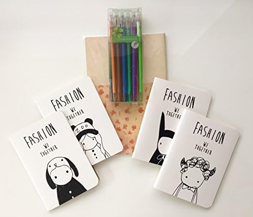 6-pcs Cute Stationery combo: 1 diary notebook + 4 mini pads + 12-piece color gel pens