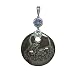 Sterling Silver Rainbow Obsidian Horse, Neptune Topaz and Swiss Blue Topaz Pendant By Sajen