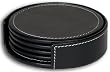 Rustic Genuine Leather Executive Set of 4 Coasters with Holder