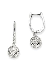 14k White Gold 0.35ct Diamond Round Dangle Hinged Earrings